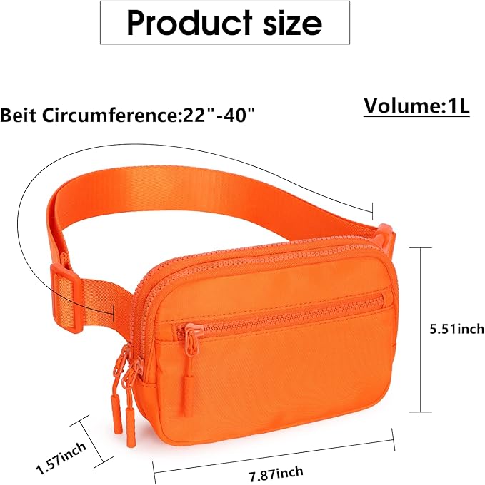 WESTBRONCO Fanny Packs for Women Men, Belt Bag with 4 Zipper Pockets, Fashion Waist Packs, Lightweight Crossbody Bags with Adjustable Strap for Workout/Running/Hiking (Orange)