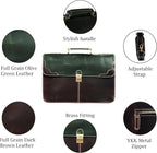 The Tannery Handmade Full Grain Leather Briefcase Laptop Satchel Office Crossbody Bag for Unisex Unique Vintage Design