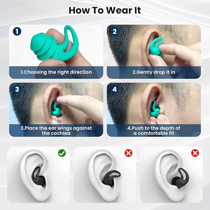 Waterproof Ear Plugs for Swimming Adults - 4 Pairs Reusable Silicone Ear Plugs for Women & Men, Keep Ear Water Out Swimming, Showering, Bathing, Surfing, Water Sports