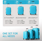 3 Piece Luggage Sets, Lightweight ABS Suitcase with 4 Spinner Wheels ＆ TSA Locks, Hardside Carry On Luggage Durable Suitcase Set for Family Travel Business - Blue, 20/24/28
