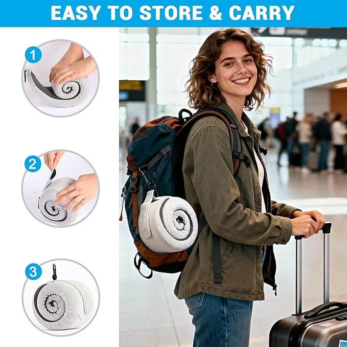 Travel Pillows for Airplanes,Neck Pillow for Traveling, Memory Foam Travel Pillows Neck Support Sleep for Long Flight,Suitable for Airplanes,Offices and Cars