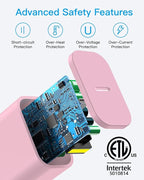 AISNI iPhone Charger Fast Charging 4 Pack 20W PD USB C Charger Block with 6 FT MFi-Certified Type C Fast Charging Cable Compatible for iPhone 14/13/12/11 Pro Max/Xs Max/XR/X,iPad-Pink