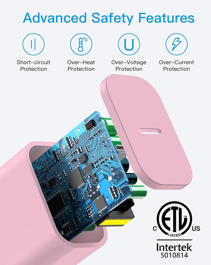 AISNI iPhone Charger Fast Charging 4 Pack 20W PD USB C Charger Block with 6 FT MFi-Certified Type C Fast Charging Cable Compatible for iPhone 14/13/12/11 Pro Max/Xs Max/XR/X,iPad-Pink