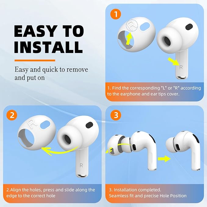 [5 Pairs] for AirPods Pro 3 Ear Tips Cover [Fit in Case], Soft Silicone AirPod Pro 3 Ear Cover Anti Slip Air Pod pro 3 Accessories Compatible with AirPods Pro 3rd Generation Earbuds 2025 (5 Color)