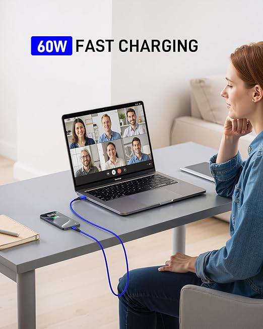 USB A to USB C Cables Fast Charging [2 Pack 3FT], USB to USB C Cable for CarPlay, iPhone USB Type C Charger Durable Braided USBC Cord for iPhone 17/16/15/Pro Max, Samsung Galaxy S23 and More-Blue