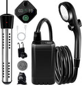 Portable Shower with Heater,6000Mah Battery Powered Portable Shower for Camping with 2000W Auto-Off Heater,Portable Heated Shower for Camping,Digital Power&Temperature Display for Hiking