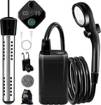 Portable Shower with Heater,6000Mah Battery Powered Portable Shower for Camping with 2000W Auto-Off Heater,Portable Heated Shower for Camping,Digital Power&Temperature Display for Hiking