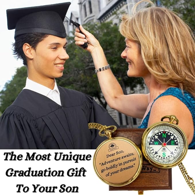 The Dream Chaser Compass - Go Confidently -2026 Unique Graduation Gifts for Him, College, High School, Cool Birthday Gift Idea for Son, Boys, Motivational Greeting Card Included