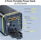 Portable Laptop Station for 27000mAh 98Wh, Power Bank with AC Outlet 65W PD Fast Charging External Battery Pack, Mini Portable Power Station for MacBook Dell HP Travel Camping, Yellow