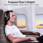 Silensys E7 Active Noise Cancelling Headphones Wireless Bluetooth Headphone with Microphone Deep Bass Over Ear, Comfortable Protein Earpads, 30 Hours Playtime for Travel/Work, Black