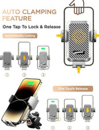 JOYMASS Wireless Car Charger, 15W Fast Charging Auto Clamping Car Charger Cell Phone Holder Mount Vent for iPhone 15 14 13 12 Mini Pro Max, Samsung Galaxy S24 Ultra S23 S22 S21+ Note 20, etc - Silver