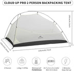 Naturehike Cloud-Up Tent Lightweight Backpacking Tent with Footprint - Free Standing Ultralight Camping Hiking Backpack Tents
