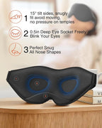 MABAO Sleep Mask for Side Sleeper, Eye Mask for Sleeping Women Men, 3D Contoured Cup No Eye Pressure 100% Light Blocking Sleeping Mask with Adjustable Strap Night Blindfold Flight, Travel, Nap, Black
