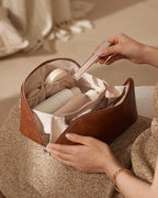 EACHY Travel Makeup Bag, Large Capacity Cosmetic Bag for Women, Waterproof PU Leather, Flat Open Portable Toiletry Bag for Skincare, Brushes & Travel Essentials