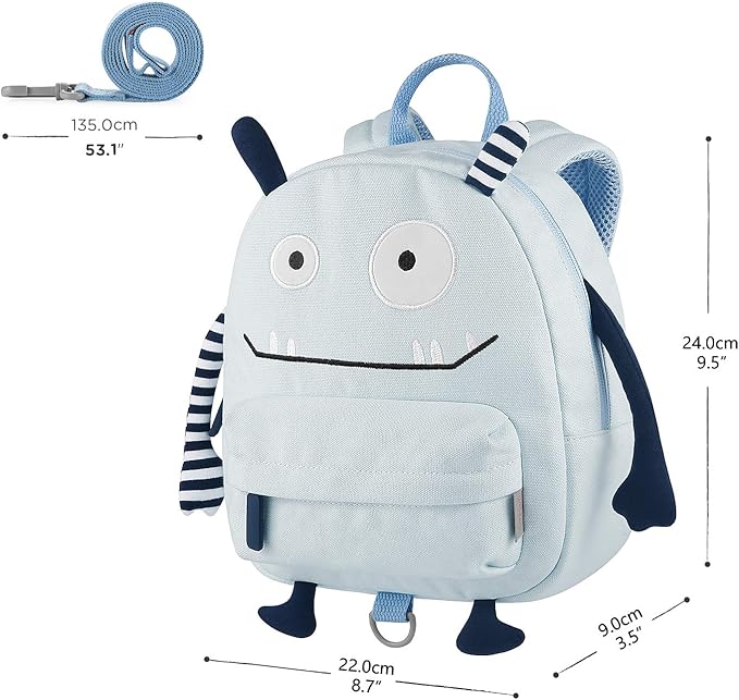 GAGAKU Toddler Backpack with Leash - Mini Kids Backpacks for Boys 2-4 Years Child Safety Backpack 3D Cartoon Animal Anti-Lost Preschool Backpack - Blue