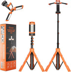 Saker Portable Camping Light with Stand 12000mAh 73.2" Rechargeable Work Light 3200 Lumen Camp Lanterns with Bag for Garage, Outdoor Work, Emergency Power Outages, Fishing LD10 Orange