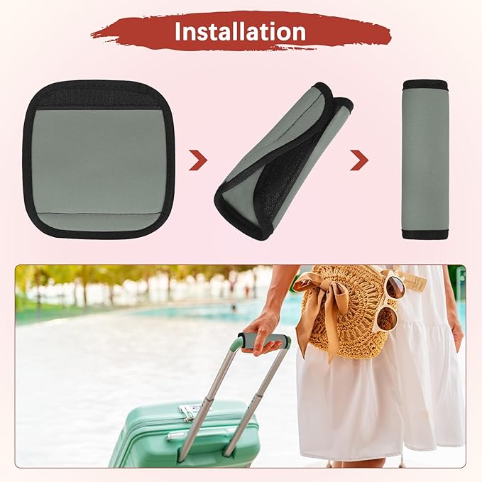 Luggage Handle Wrap [6PCS] - Neoprene Luggage Identifiers Use for Suitcases & Carry on & Travel Accessories - [Grey-6IN/15CM] Comfort Grip Handle Cover