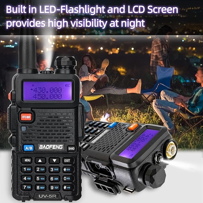 Baofeng UV-5R Radio Ham Radio Handheld UV5R Long Range Dual Band Rechargeable High Power Two Way Radio Walkie Talkies with 1800mAh Li-ion Battery and Earpiece for Hunting Camping Survival Gear,2 Pack
