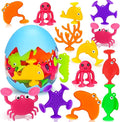 Toddler Suction Cup Bath Toys, Ocean Animal Bath Water Toys for Kids Ages 3-5 4-8 No Hole Mold Free Bathtub Car Airplane Window Toys Travel Trip Essentials for 3 4 5 Year Old Boy Girl Birthday Gift