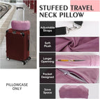 Stuffable Travel Pillow, Stuffable Neck Pillow for Travel, Neck Pillow Stuffed with Clothes Storage - No Extra Baggage Fees, Fits 5+ Days of Travel Essentials, No Filler (Pink)