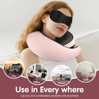 Travel Neck Pillow, Memory Foam Neck Support for Airplane, Car & Office, Breathable Portable Design with Eye Mask, Earplug Holder & Carry Bag, for Women&Men