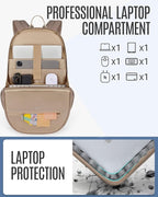 LIGHT FLIGHT Travel Laptop Backpack Women, 17.3 Inch Laptop Backpack with USB Charging Hole, Water Resistant College Bookbag, Black Computer Backpacks for Work, champagne