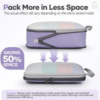Veken 9/11 Set Compression Packing Cubes for Travel Essentials,Compressible Expandable Large Luggage Suitcase Organizer Bags for Clothing,Durable Space Saver Storage Bags(Purple Gray)