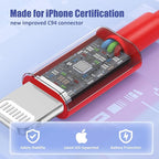 4Pack USB C to Lightning Cable 6FT, Fast Charging Cord for iPhone 14, Replacement for Apple Original Charger Cable for iPhone 14 13 12 11 Pro 11 XS MAX XR 8 7 6s Plus-Red