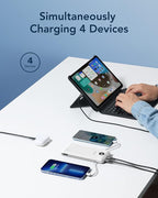 VEGER Portable Charger with Built-in AC Plug and Cables, All in One 10000mAh Ultra Slim Power Bank Travel Essentials, Fast Charging Battery Pack Compatible with iPhone, Samsung, Android (White)