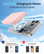 Magnetic Portable Charger, Power Bank Fast Charging 22.5W 10000mAh, Portable Charger with Built in Cable, for Magsafe Battery Pack Compatible with iPhone 17/16/15/14/13/12 Pro/Pro Max, Samsung Pink