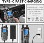 BAOFENG GMRS Handheld Radio Ham Radio Long Range GM21 Rechargeable Walkie Talkies,NOAA Weather Receiver GM-15 PRO 999 Channels Two Way Radio with USB-C Charger for Survival Gear Hunting,2 Pack