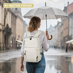 Waterproof Laptop Backpack for Men & Women, Flight Approved Anti-Theft Daypack with 15.6-inch Laptop Sleeve (Beige)