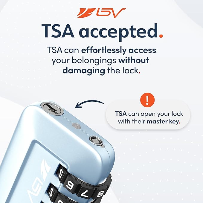 TSA Accepted Luggage Travel Lock, Set-Your-Own Combination Lock for School Gym Locker, Luggage Suitcase Baggage Locks, Filing Cabinets, Toolbox, Case (Arctic Blue, 1 Pack)