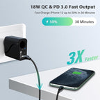 RoyPow AC to DC Converter, 110V/120V to12V Converter, 36W USB C Charger with Car Cigarette Lighter Socket, 3-Ports Wall Charger 18W PD3.0 Travel Plug 110V/120V to 12V/3A Power Adapter for iPhone, iPad