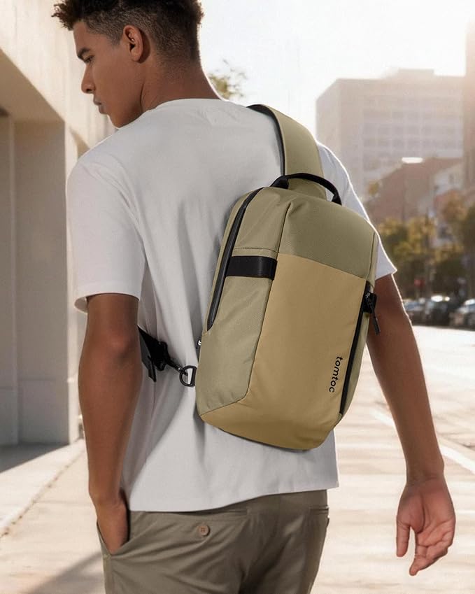 tomtoc 7L Sling Backpack Crossbody Bag for Men Women, EDC Daypack Chest Shoulder bag for 14-inch MacBook Pro M5 Pro/Max, 13" MacBook Air, 13" iPad Air M4/Pro M5, Organized, Daily Use, Work, Travel-S