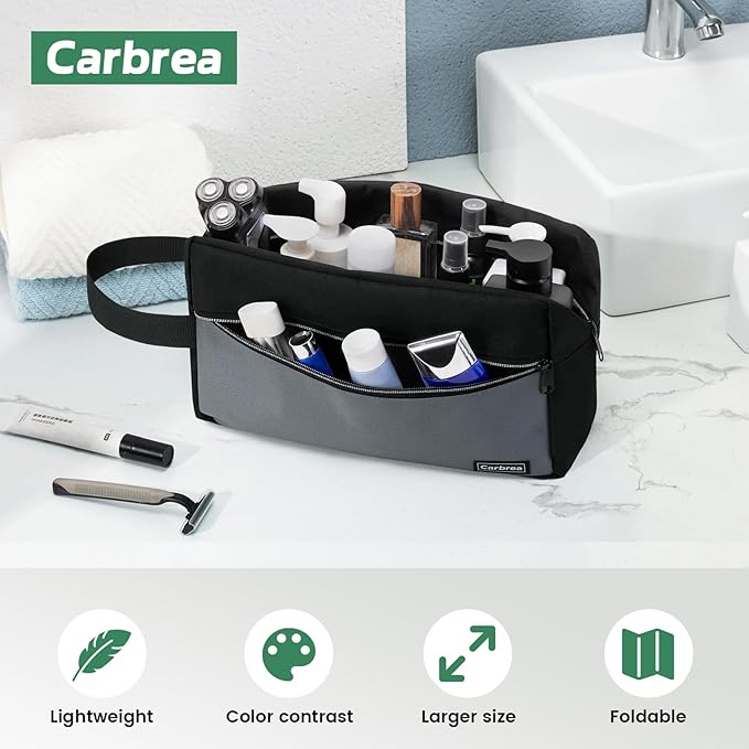 Carbrea Travel Toiletry Bag - Large Travel Bag for Toiletries, Cosmetics, Accessories, Gifts - Black