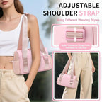 Mini Gym Bag for Women, Yoga Small Sports Bag for Women Girls, Waterproof PU Fitness Tote with Wet Compartment, Pink