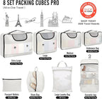 Veken 8 Set Packing Cubes for Travel Essentials, Suitcase Organizer Bags in 4 Sizes, Carry-On Luggage Accessories with Large Laundry & Hanging Toiletry Bag, Must-Have for Airplane, Road Trip & Camping