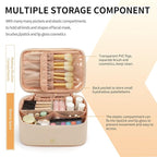 OCHEAL Beige Makeup Bag,Travel Makeup Organizer Bag, Large Capacity Cosmetic Bags For Women Large Travel Toiletry Bag Girls Traveling With Brush Slot And Divider-White