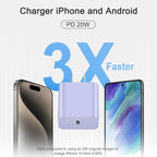 iPhone 17 16 15 Charger Fast Charging 3+3Pack Type C Charger USB C Chargers Block with 6FT Cable for iPhone Air/17/17 Plus/17 Pro/17 Pro Max/16/16 Plus/16 Pro/16 Pro Max/15/15 Pro Max/iPad Pro(Purple)
