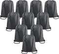 BeeGreen Black Drawstring Backpack Bags Bulk 10 Pack Cinch Sackpack X-Large 22.4" L x 17.5" W Sports Gym String Bags Machine Washable Heavy Duty for Men Women