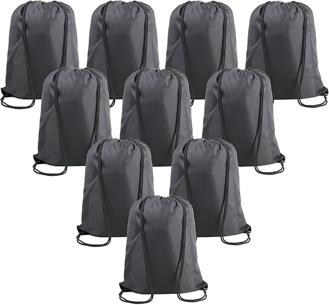 BeeGreen Black Drawstring Backpack Bags Bulk 10 Pack Cinch Sackpack X-Large 22.4" L x 17.5" W Sports Gym String Bags Machine Washable Heavy Duty for Men Women