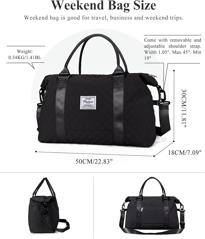 HYC00 Travel Duffel Bag,Carry-on Overnight Weekender Bags for Women,Sports Tote Gym Bag with Wet Pocket
