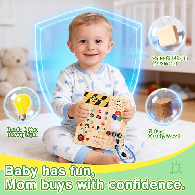 Grarain Busy Board for Toddlers - Montessori Educational Toy for 1-3 Year Old Boys & Girls | Travel-Friendly Sensory Learning Activity | Ideal for Kids with Autism(Busy Board v4)