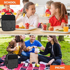 opux Premium Insulated Lunch Box, Soft School Lunch Bag for Kids Boys Girls, Leakproof Small Lunch Pail Men Women Work, Reusable Compact Cooler Tote Lunchbox for Office Adult, Heather Charcoal