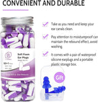 LYSIAN Ultra Soft Foam Ear Plugs Sleeping-Noise Cancelling Earplugs 38dB SNR - Sleep Ear Plugs Noise Reduction for Snoring, Mowing, Shooting Sound Block,Double Color Purple/White