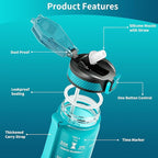 QLUR Water Bottle with Straw, 27oz Motivational Water Bottles with Time Marker to Drink, Tritan BPA Free, 750ml Sports Water Bottle with Carry Strap LeakProof for School Fitness Outdoor (1Pack)