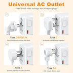 VYLEE PD100W GaN Universal Travel Adapter, International Power Adapter in One, 3 USB C & 1 USB A & AC Outlet, Travel Adapter Worldwide Plug Adapter with USA EU UK AUS Plugs (White)