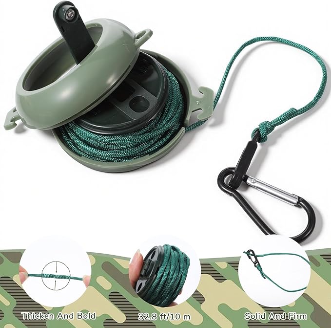 33ft Portable Travel Clothesline Cord, Retractable Adjustable Outdoor Camping Laundry Drying Rope Tree Stand Rope Equipment Accessories for Hotel Trip Cruise Ships