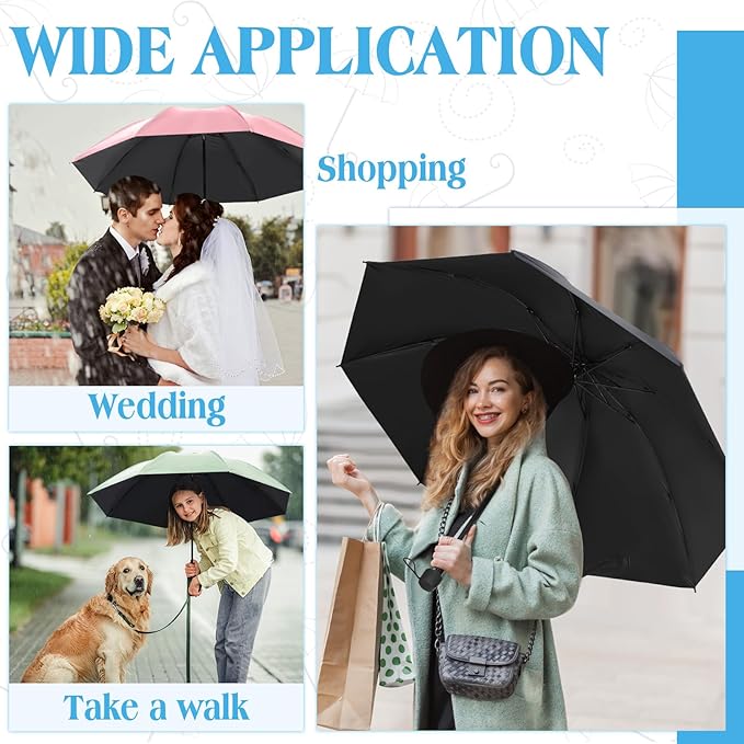 Hillban Set of 12 Windproof Travel Umbrellas Bulk Portable Folding Compact Umbrella for Rain Sun for Wind Backpack Men Women